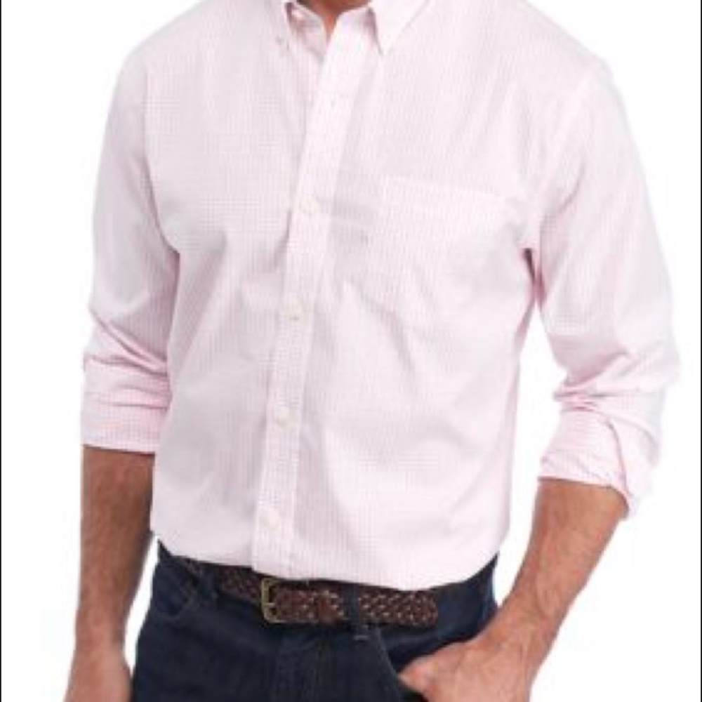 Crown & Ivy Long Sleeve Light Pink Plaid Shirt